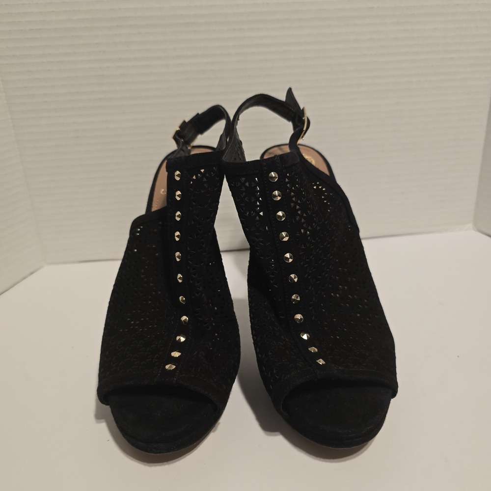 Vince Camuto Caliope Slingback Perforated High Heel Sandal In Black Size 9 M
